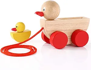 Pull Toy Wooden Duck Pull Along Toddler Toy for Girl Boy Age 1 Year Old Baby Learning Toy for Beginner Walkers (Copy)