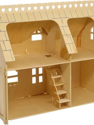 3D Puzzle House, Fantasy Villa Model Kit DIY Miniature Dolls House Kits Birthday Gift for Adults Teens (Duplex)