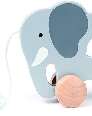 Hape Wooden Elephant Pull-Along Baby Toy| Early Learning Push and Pull Toys for Toddlers Age 1 Years and Up