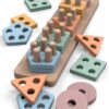 GOPO TOYS Montessori Toys for 18+ Months Old - Toddlers Wooden Sorting and Stacking Toys for Baby Boys and Girls - Shape Sorter and Color Stacker Preschool Kids Wood Gifts